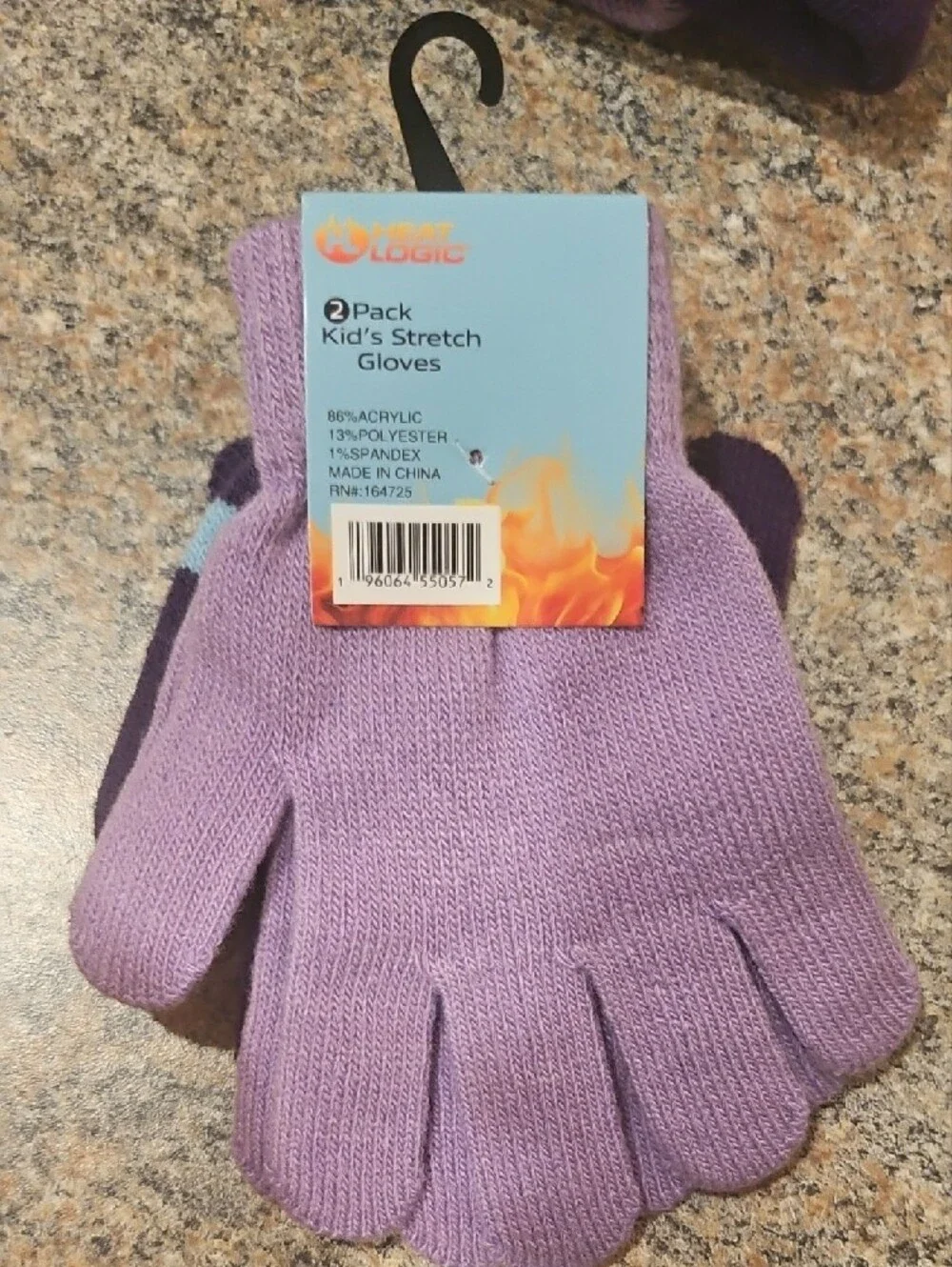 Kids Purple & Light Blue Beanie, Hat & Glove Set